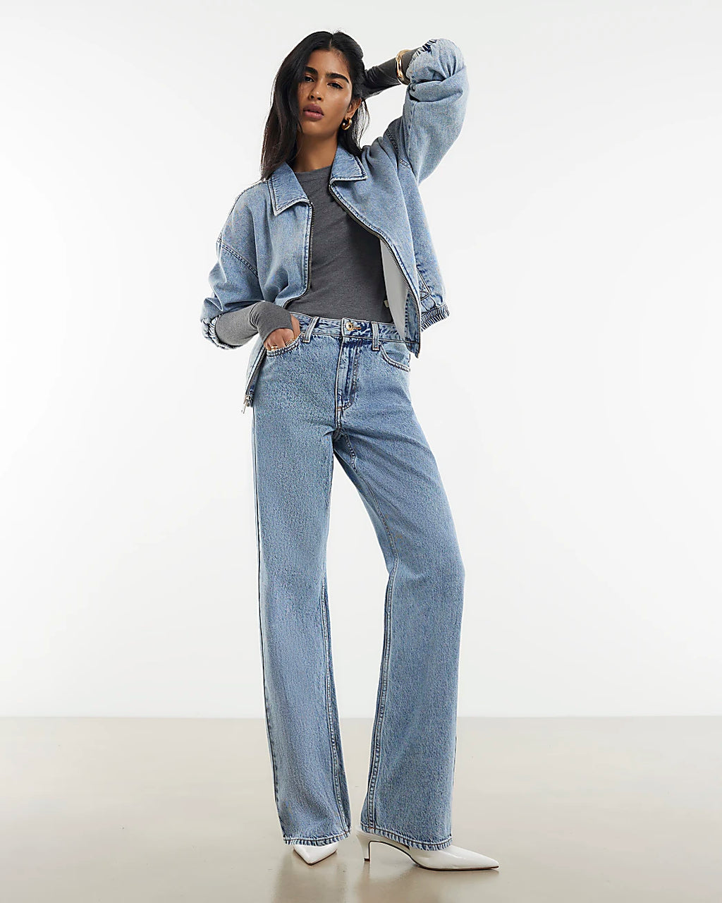 Blue Relaxed Straight Jeans