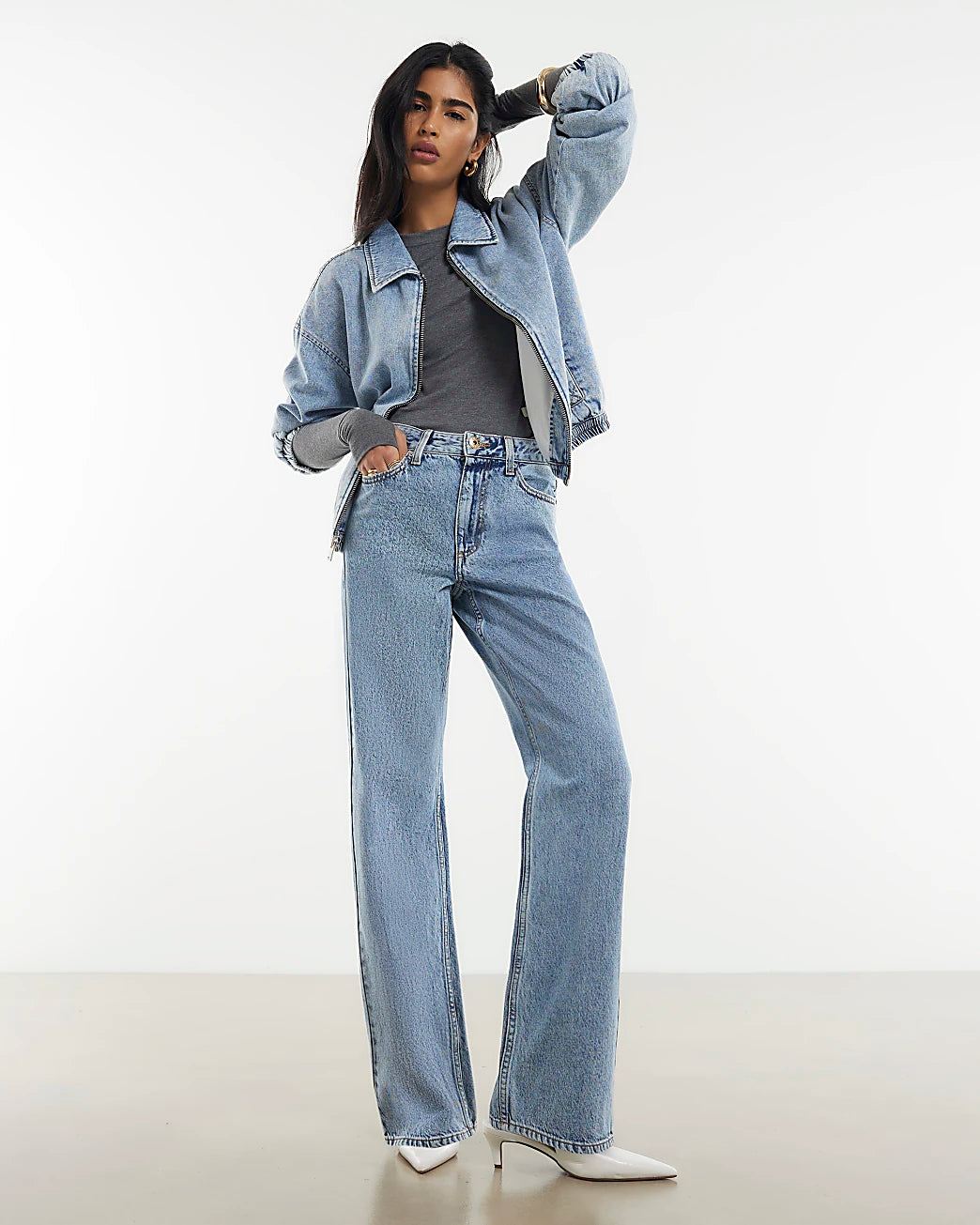 Blue Relaxed Straight Jeans