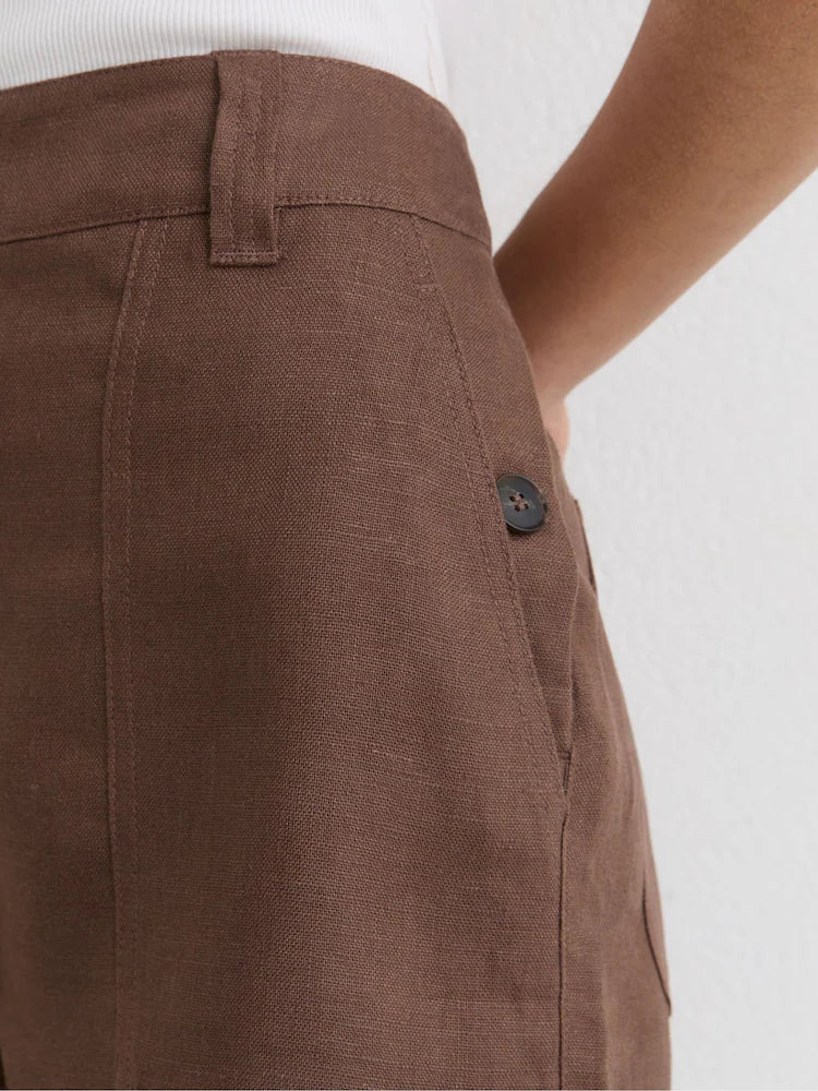 Chocolate Brown Ashby Linen Chambray Shorts