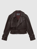 Oxblood Burgundy Bodie Petite Leather Cropped Trench Jacket