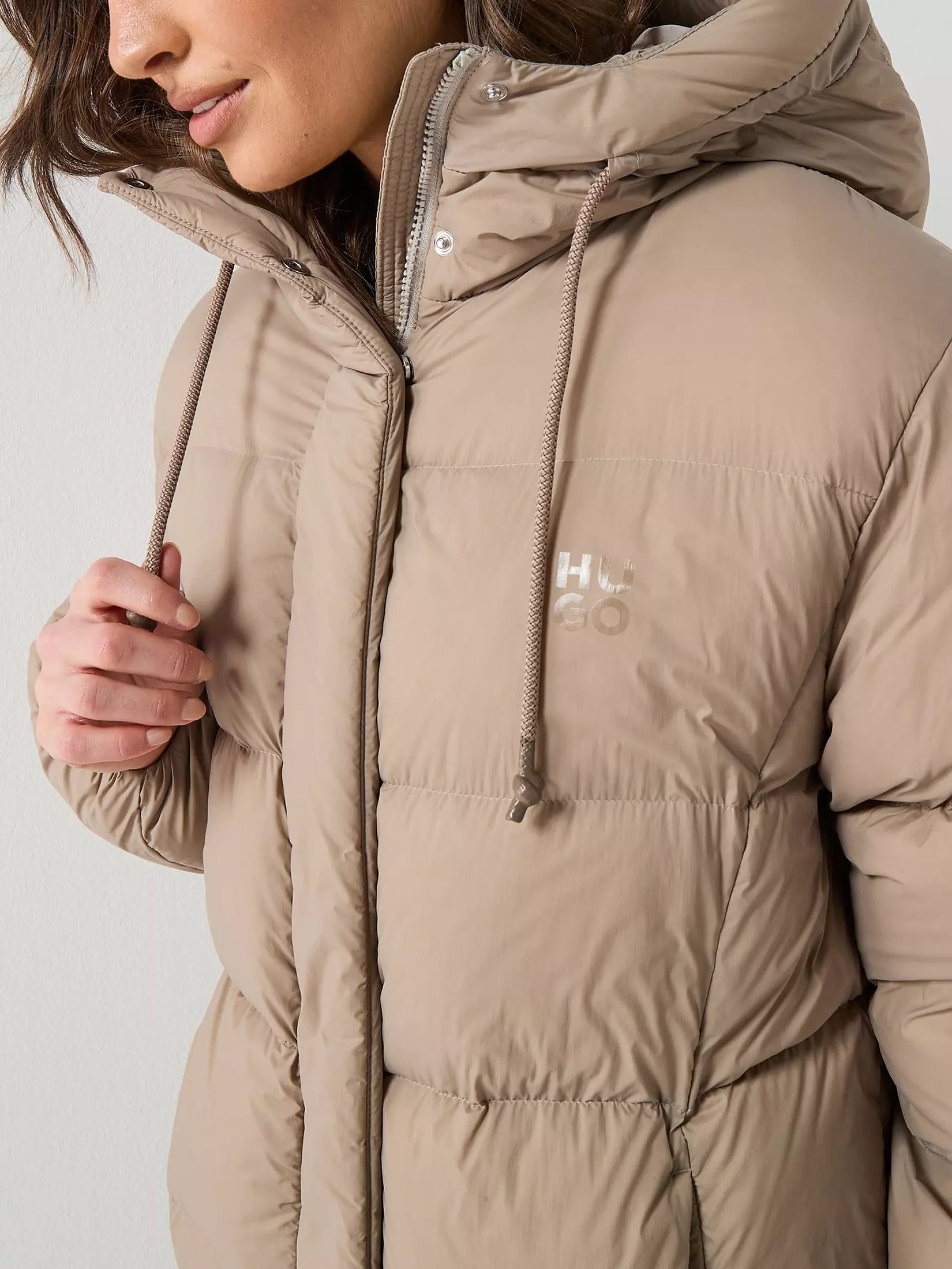 HUGO Long Hooded Puffer Coat