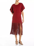 Replay Viscose Fringe Midi Dress