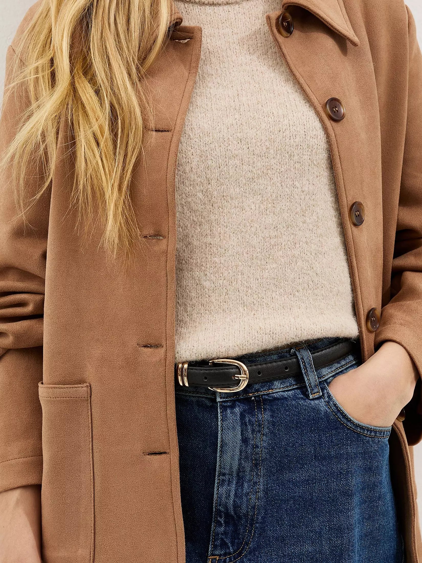 New Look Black Faux Leather Skinny Belt