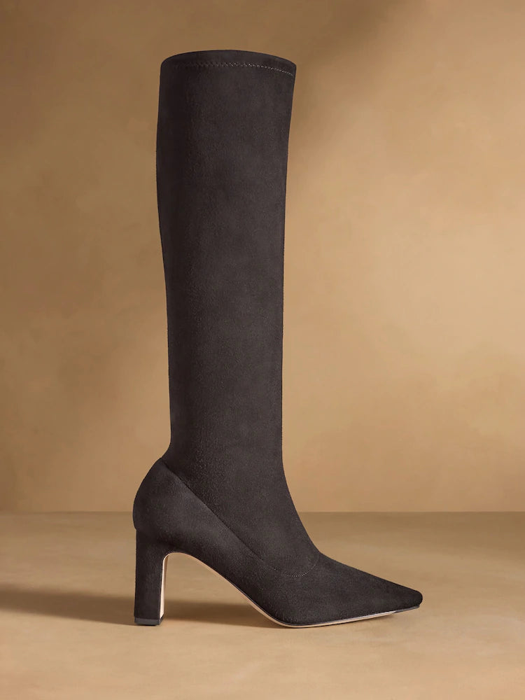 Black Hale Tall Stretch Knee High Sock Boots