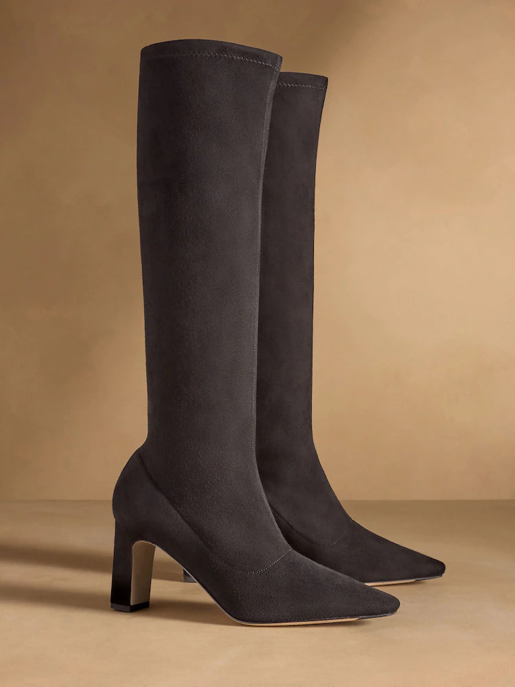 Black Hale Tall Stretch Knee High Sock Boots