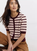 Textured Stripe Short Sleeve Cardigan