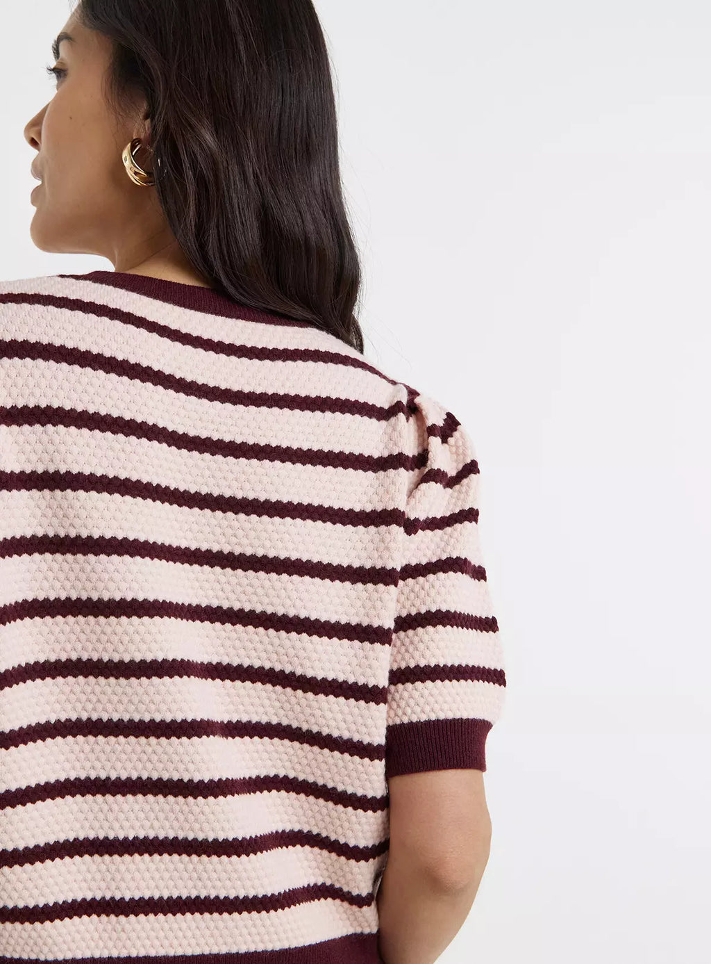 Textured Stripe Short Sleeve Cardigan
